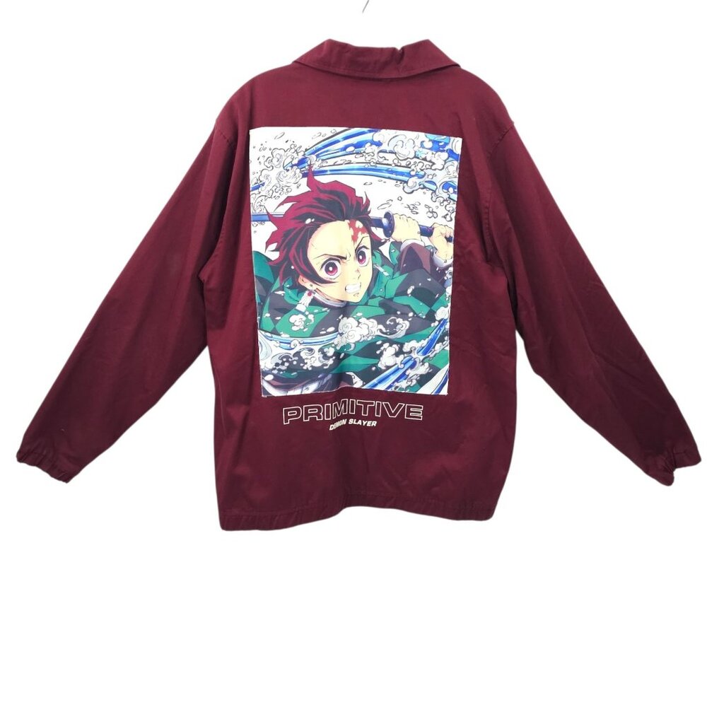 Primitive x Demon Slayer Tanjiro Kamado Utility Jacket L Full Zip Snap Pockets